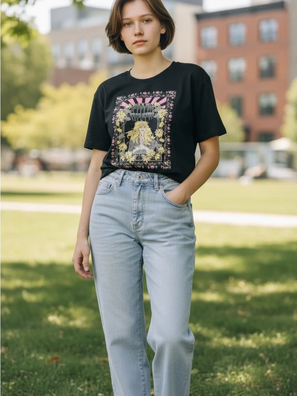 NEW Follow the Sun Black Festival Bohemian Tee Shirt Women’s Size Small NWT - Picture 4 of 11